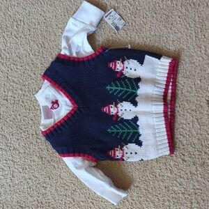 New with Tags Great Guy Vintage Snowman Sweater Vest & Long Sleeve Shirt Sz 3-6